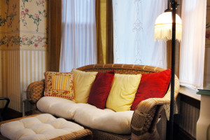 One of the cozy chairs at Barristers B&B