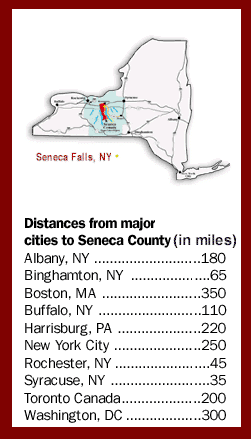A list of distances to Seneca Falls from different cities